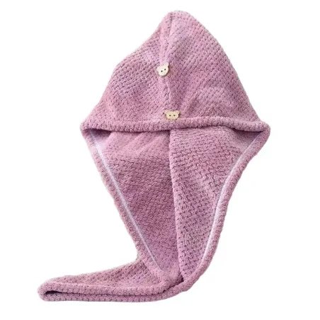 Pink hair towel with hood 65 x 25 cm