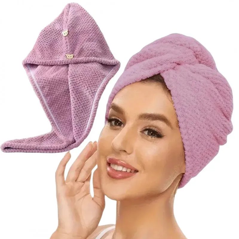 Rosa Haarturban-Handtuch 65 x 25 cm