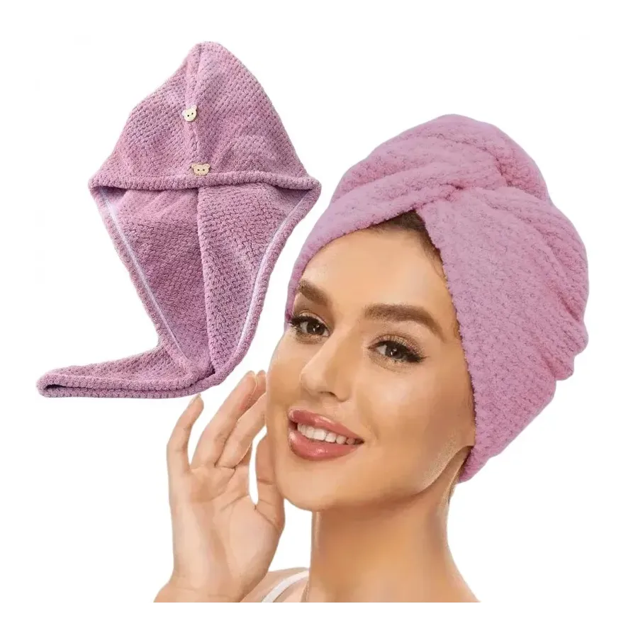 Pink hair towel with hood 65 x 25 cm Pink hair towel with hood 65 x 25 cm