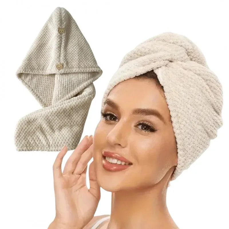 Haarturban / Kapuzen-Handtuch aus Mikrofaser 65x25 cm – Beige
