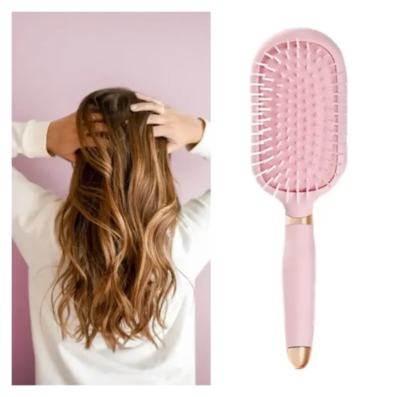 Roze ontklittende haarborstel met luchtkussen – hoofdhuidmassageborstel