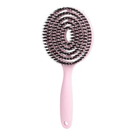 Super flexible Haarbürste mit Wildschweinborsten – Entwirrung, Trocknung, Massage – Puderrosa