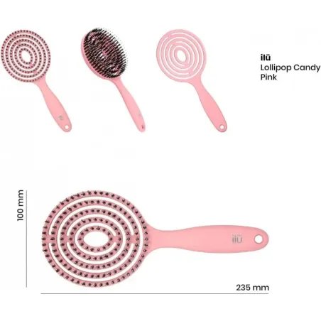 Super flexible Haarbürste mit Wildschweinborsten – Entwirrung, Trocknung, Massage – Puderrosa