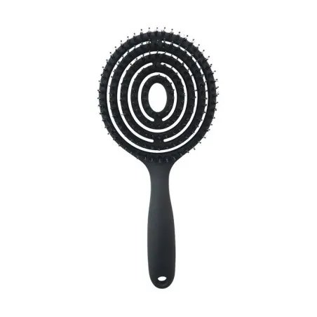 Super flexible Haarbürste mit Wildschweinborsten – Schwarz – Entwirren, Trocknen, Kopfhautmassage