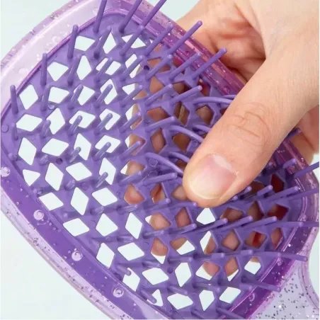 Lila Glitzer-Haarbürste – hochflexibel & belüftet – für alle Haartypen