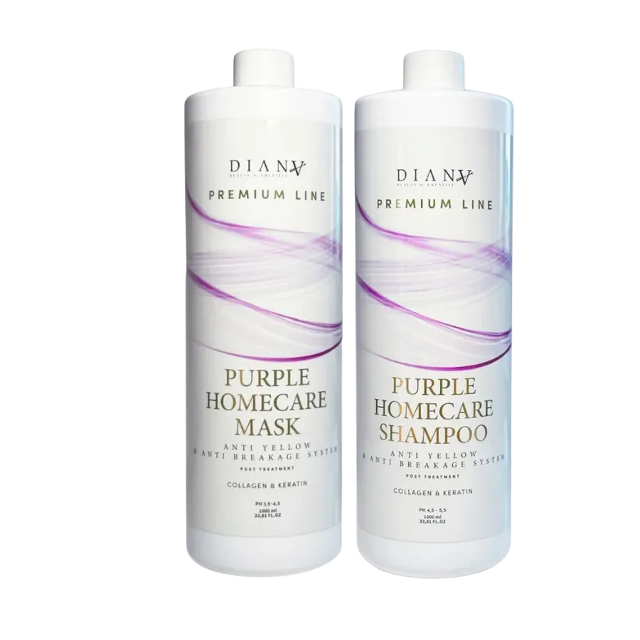 Premium Line Purple Homecare Set – Shampoo en masker voor blond haar met paars pigment 1000ml + 1000ml