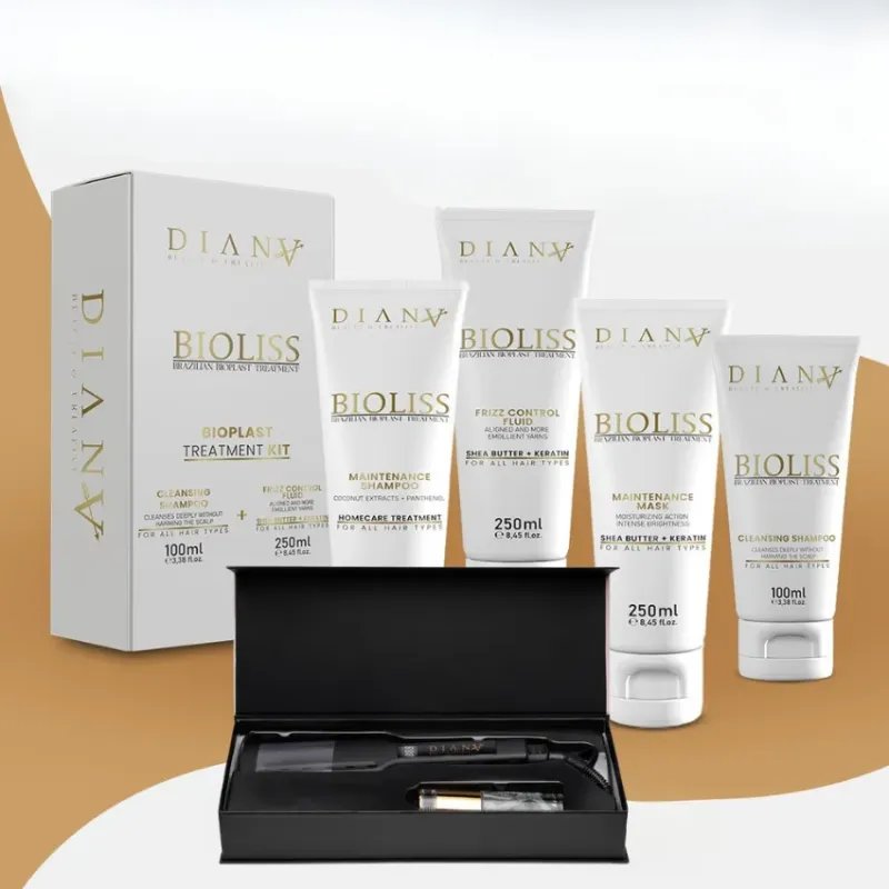 Bioliss – Professional Set: Bioplasty 250 g + Shampoo 250 ml + Mask 250 ml + Thermal Straightening Iron