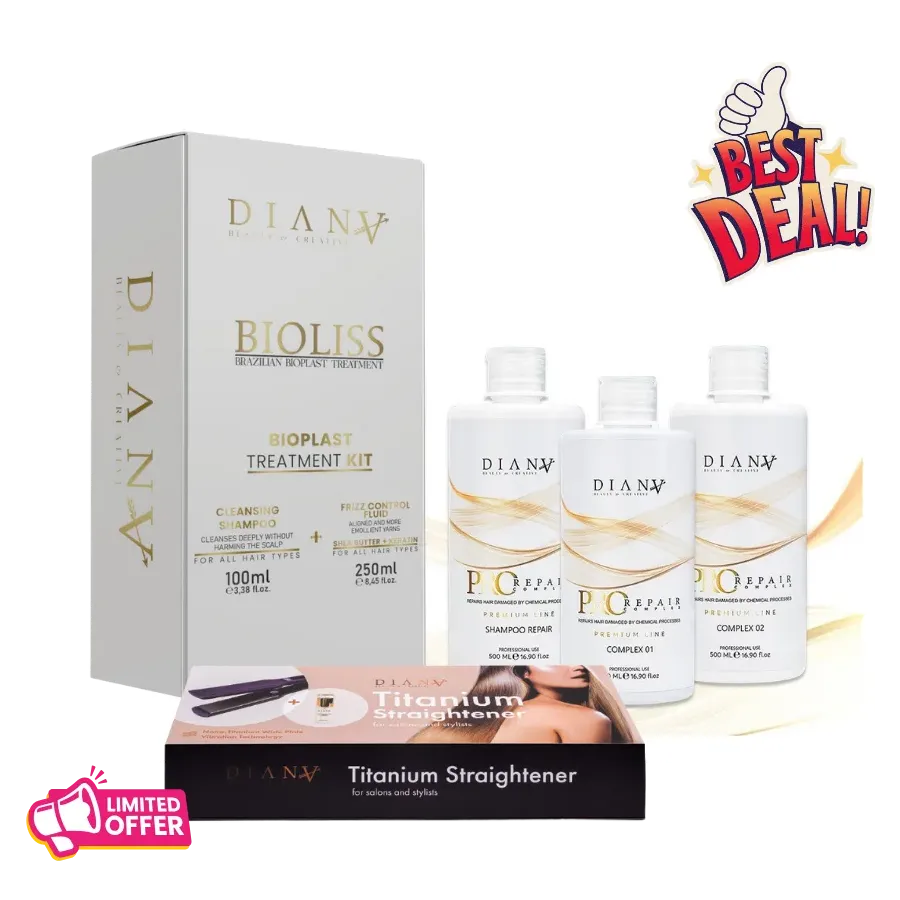 Professional Set: Bioplasty 250 g + Clarifying Shampoo 100 ml + Pro Repair Complex + Thermal Straightening Iron Professional Set: Bioplasty 250 g + Clarifying Shampoo 100 ml + Pro Repair Complex + Thermal Straightening Iron