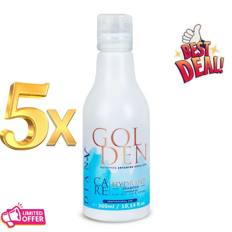 5 x Golden Professional Blue Shampoo 250 ml – Voor blond haar na straightening, 1 GRATIS