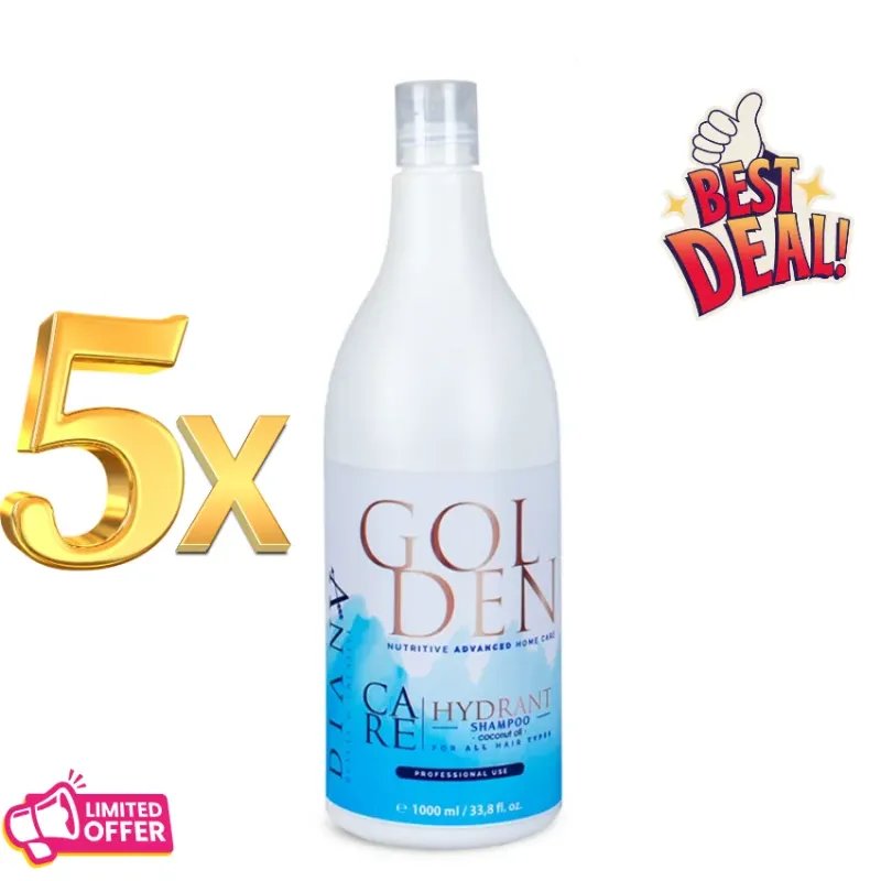5 x Golden Professional Blue Shampoo 1000 ml – Post-Smoothing for Blondes, 1 FREE