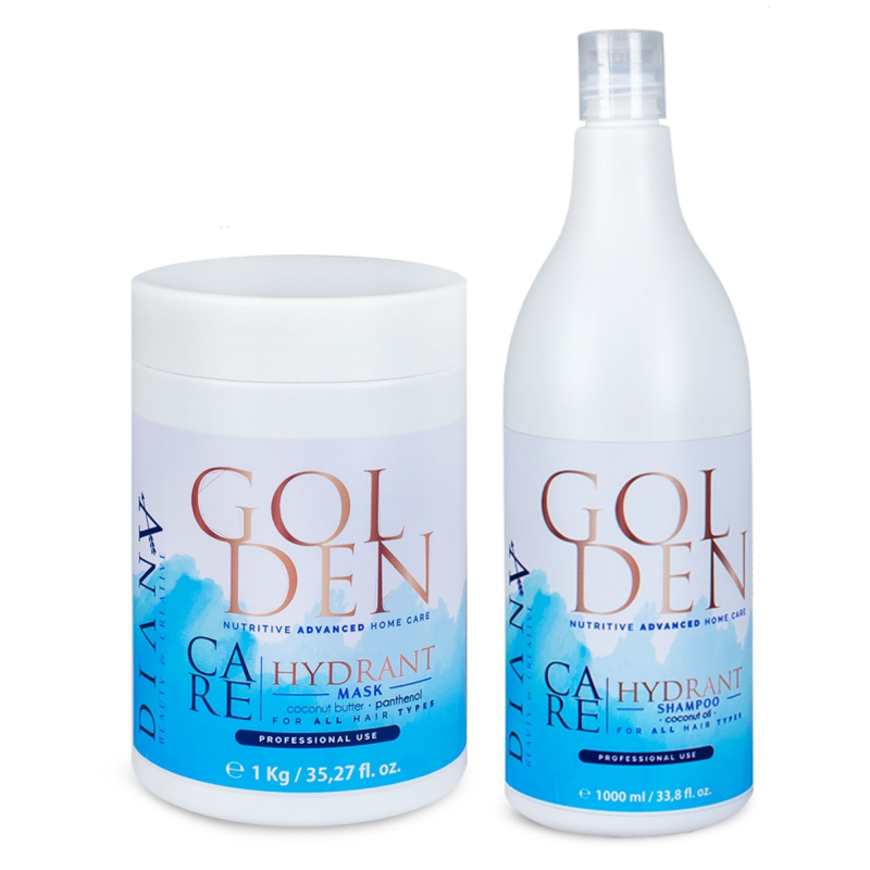 GOLDEN Care BLUE Set: Shampoo + Haarmaske 1000ml + 1000g