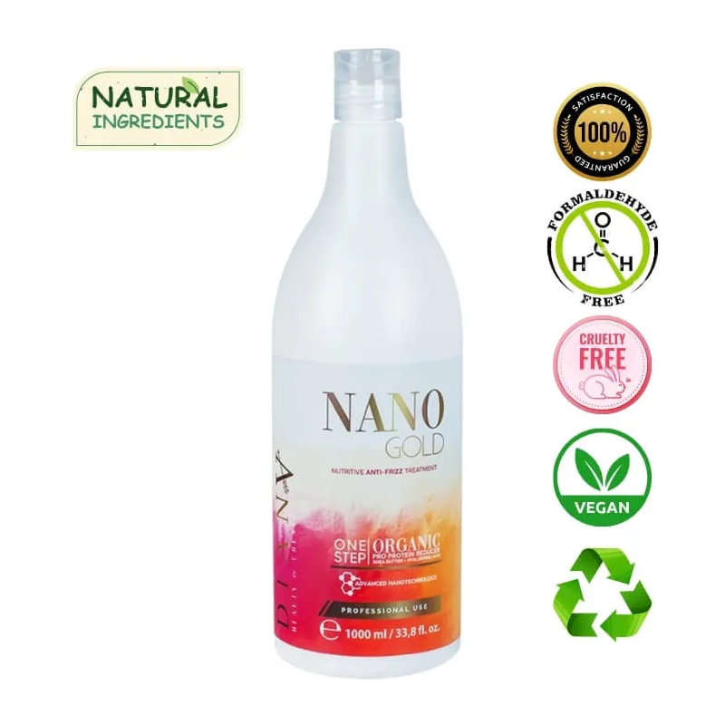 NanoGold Nanoplastia – Organic Permanent Hair Straightening, Formaldehyde-Free, Lasts Up to 12 Months 1000ml