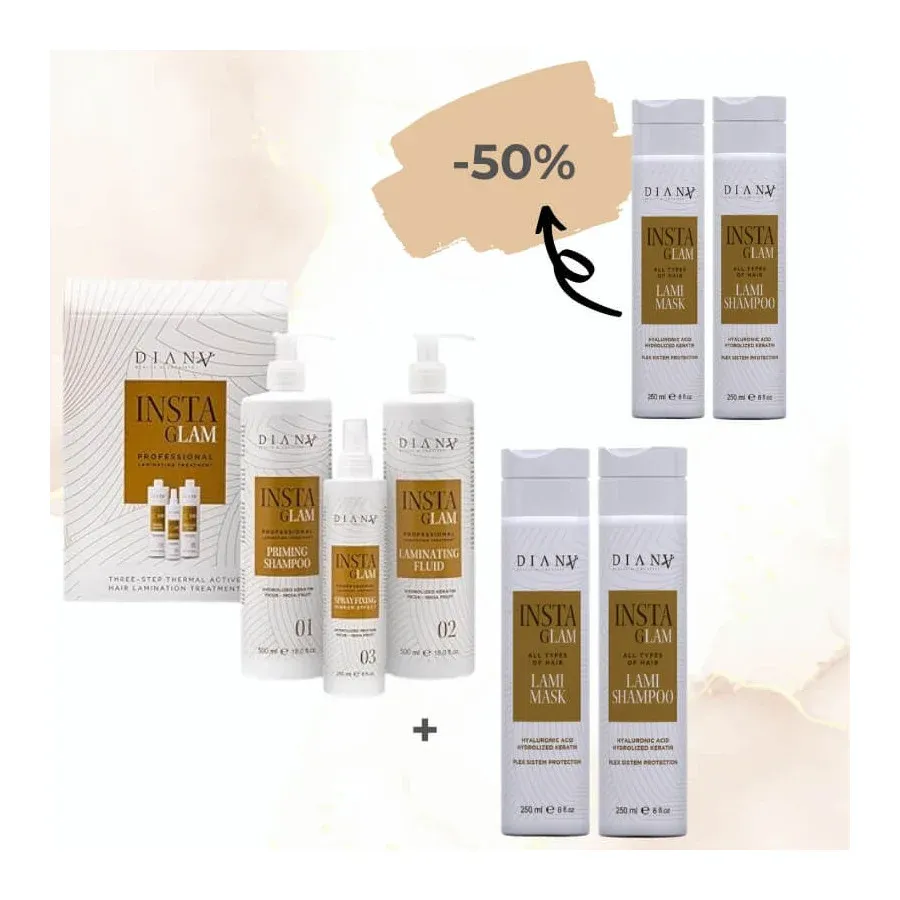 Kit de laminage de cheveux Instaglam + set de soin, le deuxième set de soin 50% moins cher