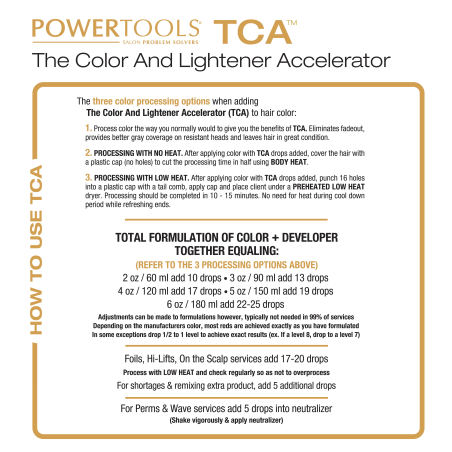 TCA, L'Accélérateur de Couleur et d'Éclaircissement Formule Originale Claire Avec Le Bouchon Doré 35ml