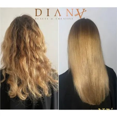 Small Nanoplastia set: NanoGold 500 ml + NanoBlue 500 ml, organic permanent hair straightening lasting 12 months